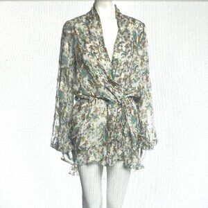 Rococo Sand Printed Mini Dress SIZE: M Neutrals and metallics